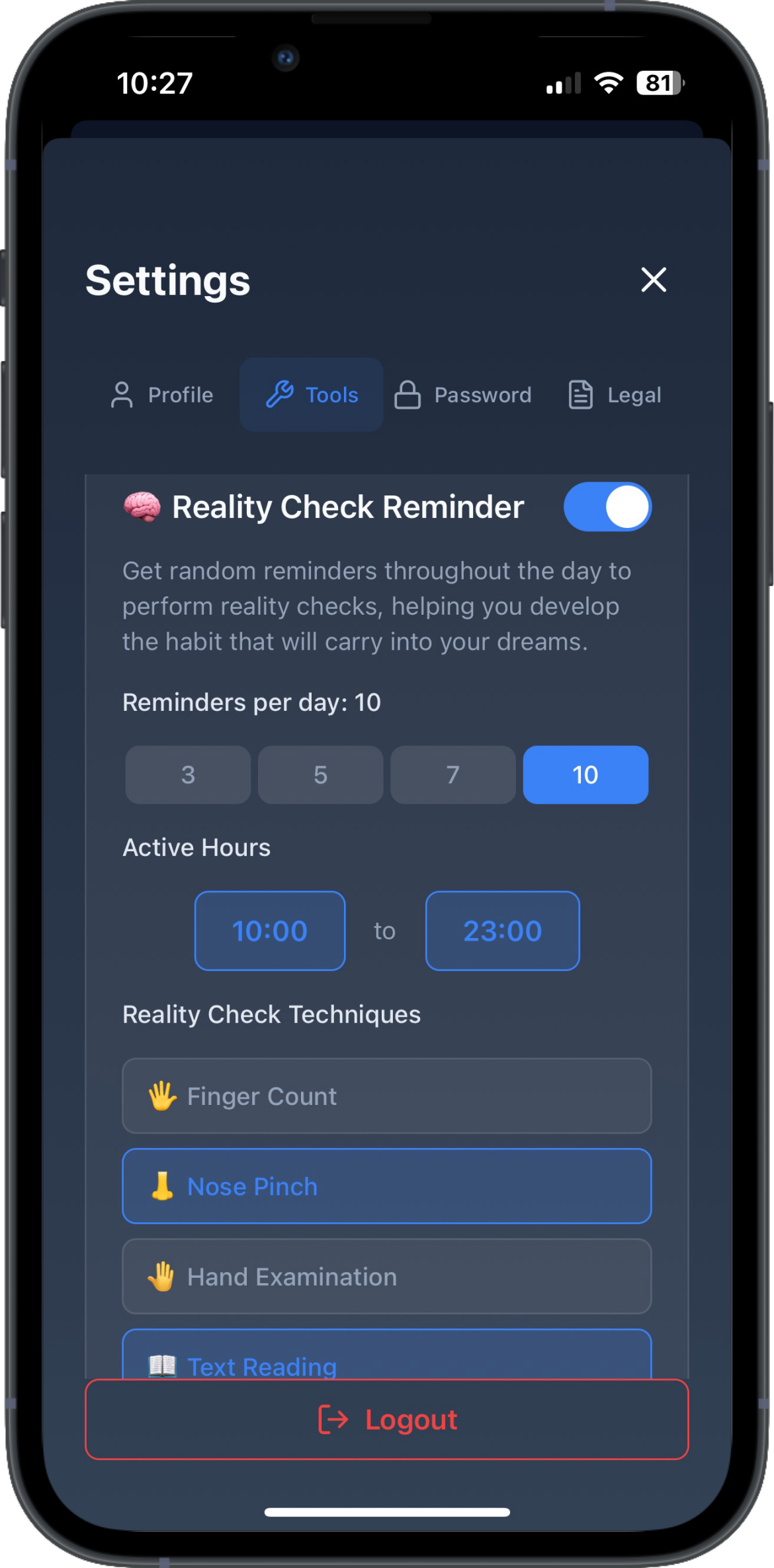 Reality Check Reminder